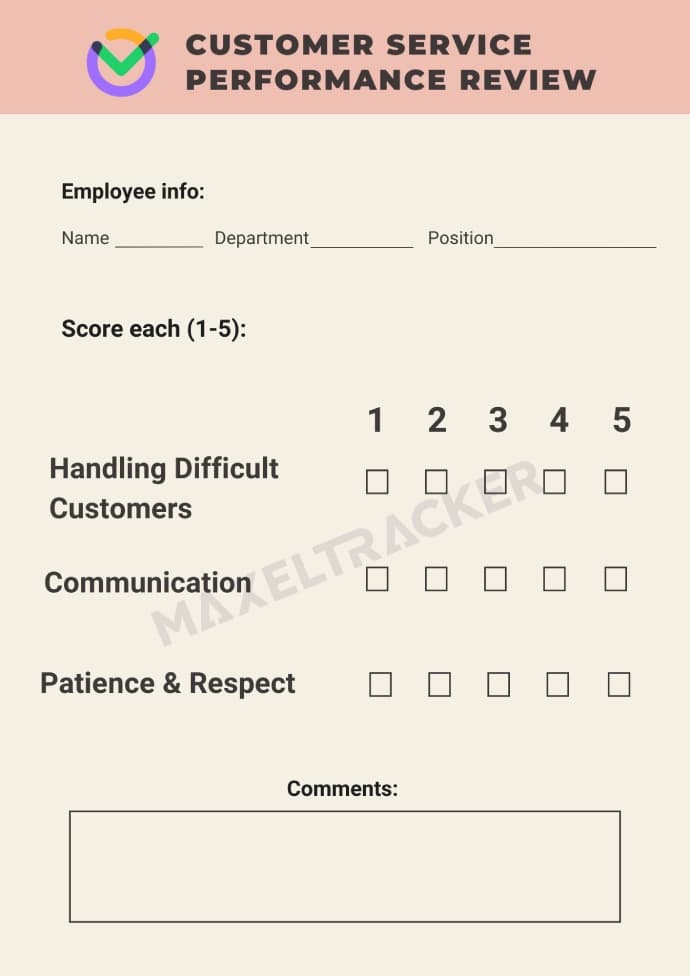 Customer Service Performance Review Template