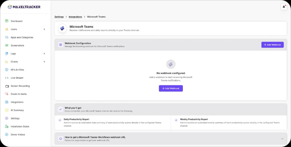 click Add Webhook