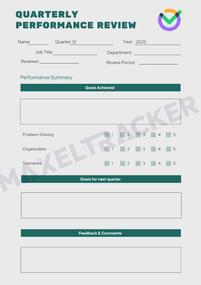Quarterly Performance Review Template